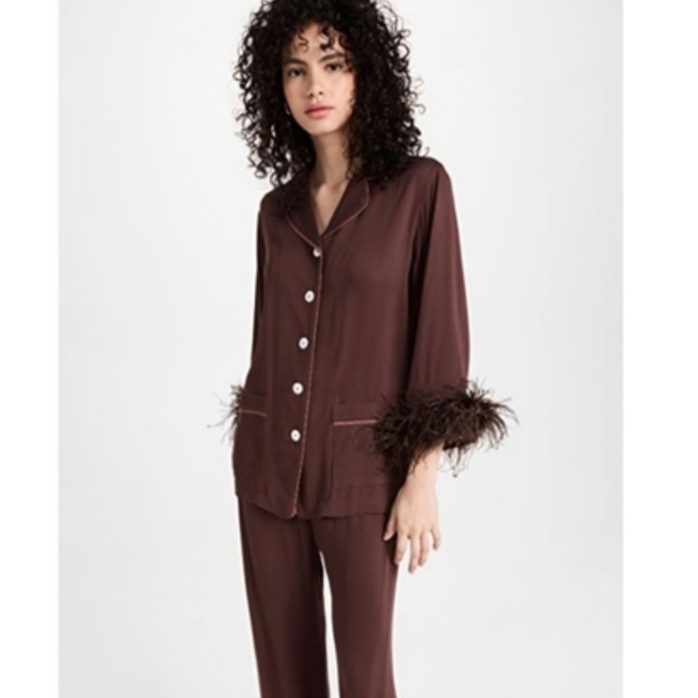 Party Pajama with Detachable Feathers in Whiskey Brown Size L